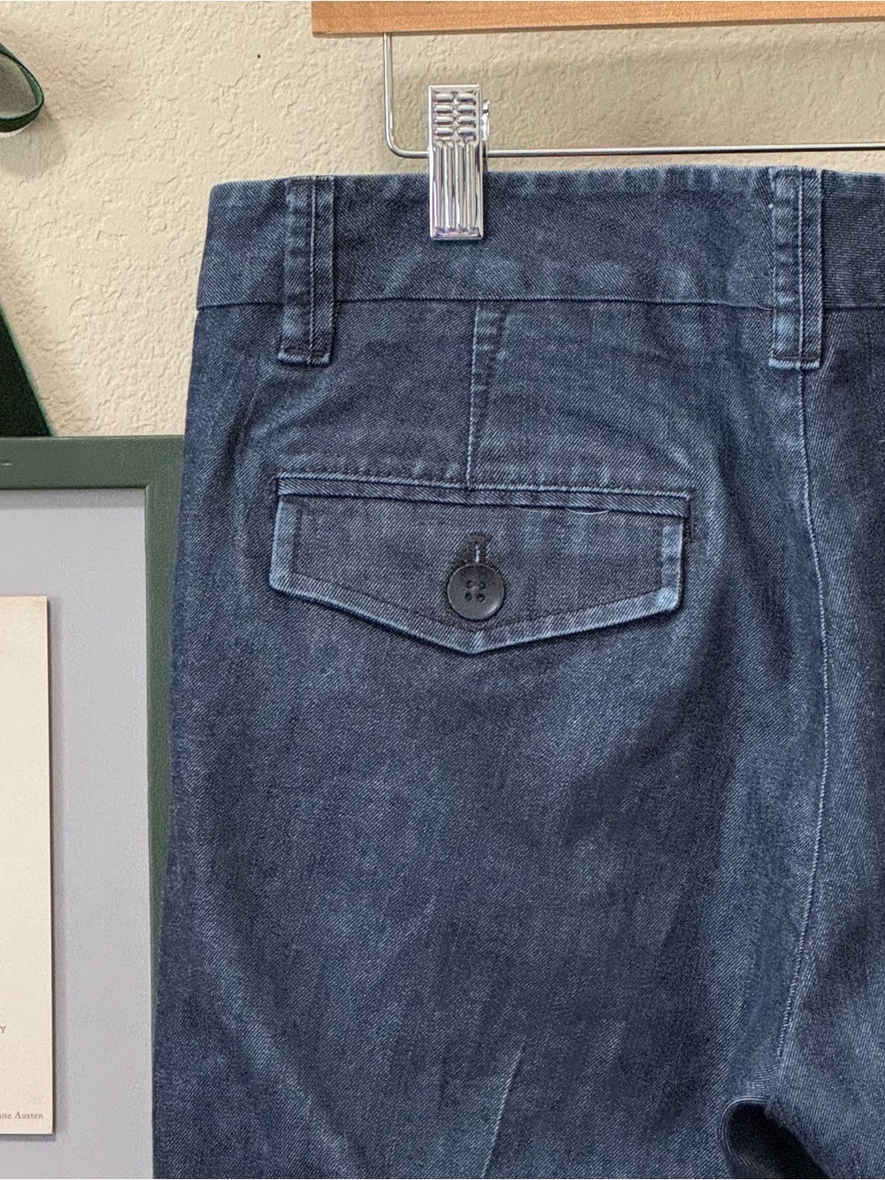 GAP | The Trouser Women's Dark Blue Denim Slacks - Classic Straight Leg Size 8 - Picture 8 of 13